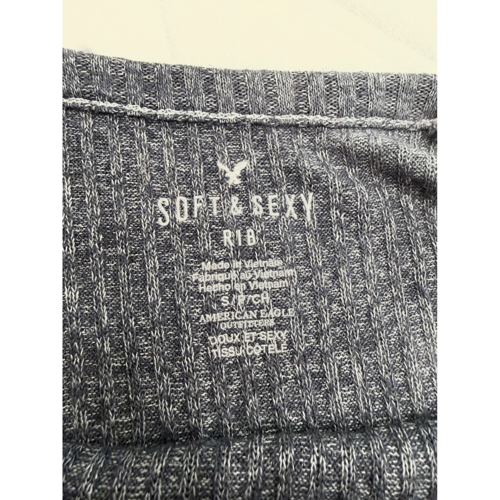 American Eagle Soft & Sexy Ribbed Tank Top Gray Acid Wash V-Neck Camisole Small - Picture 4 of 6
